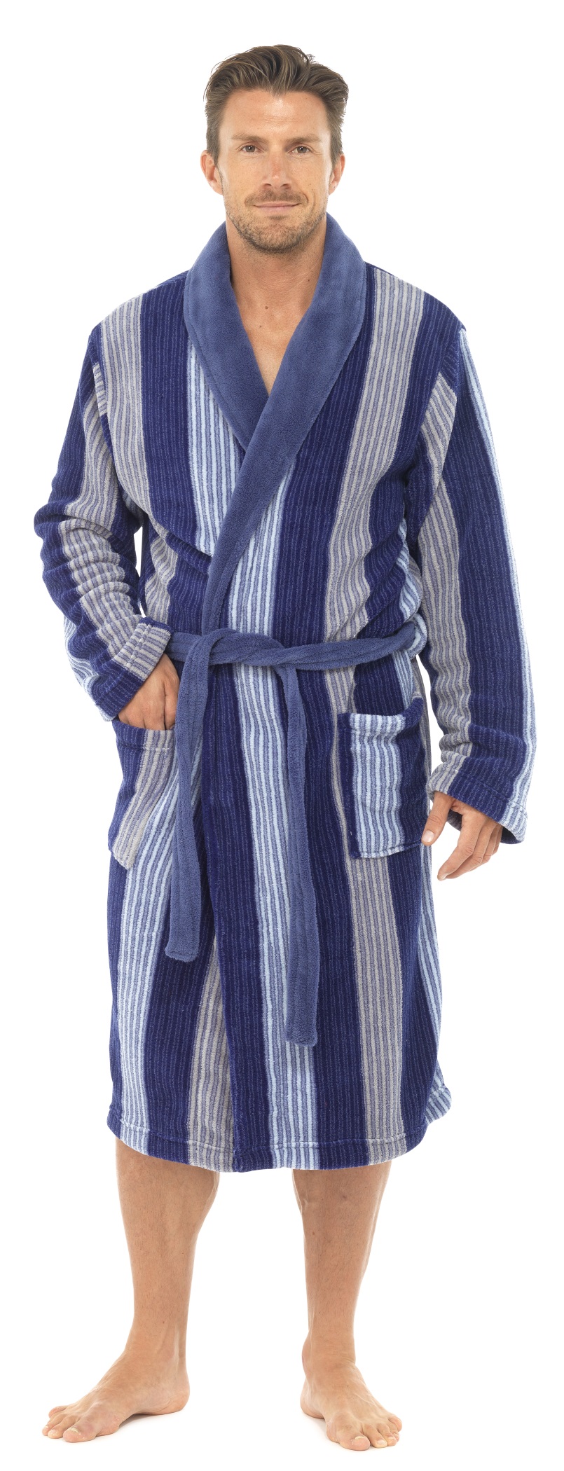Mens Luxury Full Length Velour Fleece Robe Dressing Gown Boys Gents